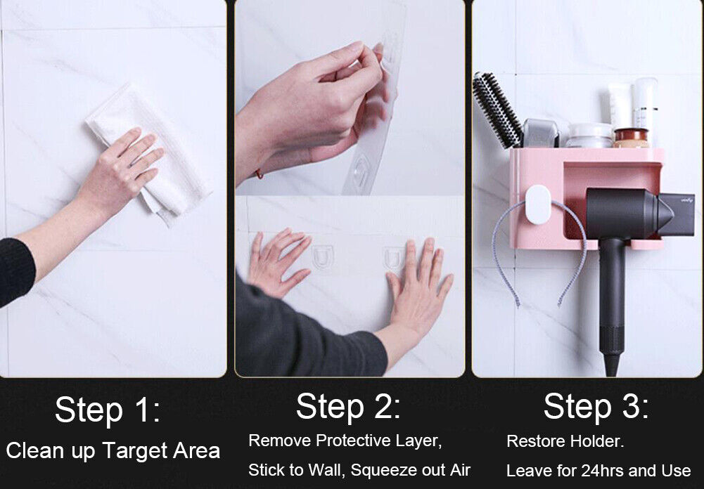 Hair Dryer Holder Self-Adhesive Hanging Rack Organizer Hook Spiral Caddy Bracket