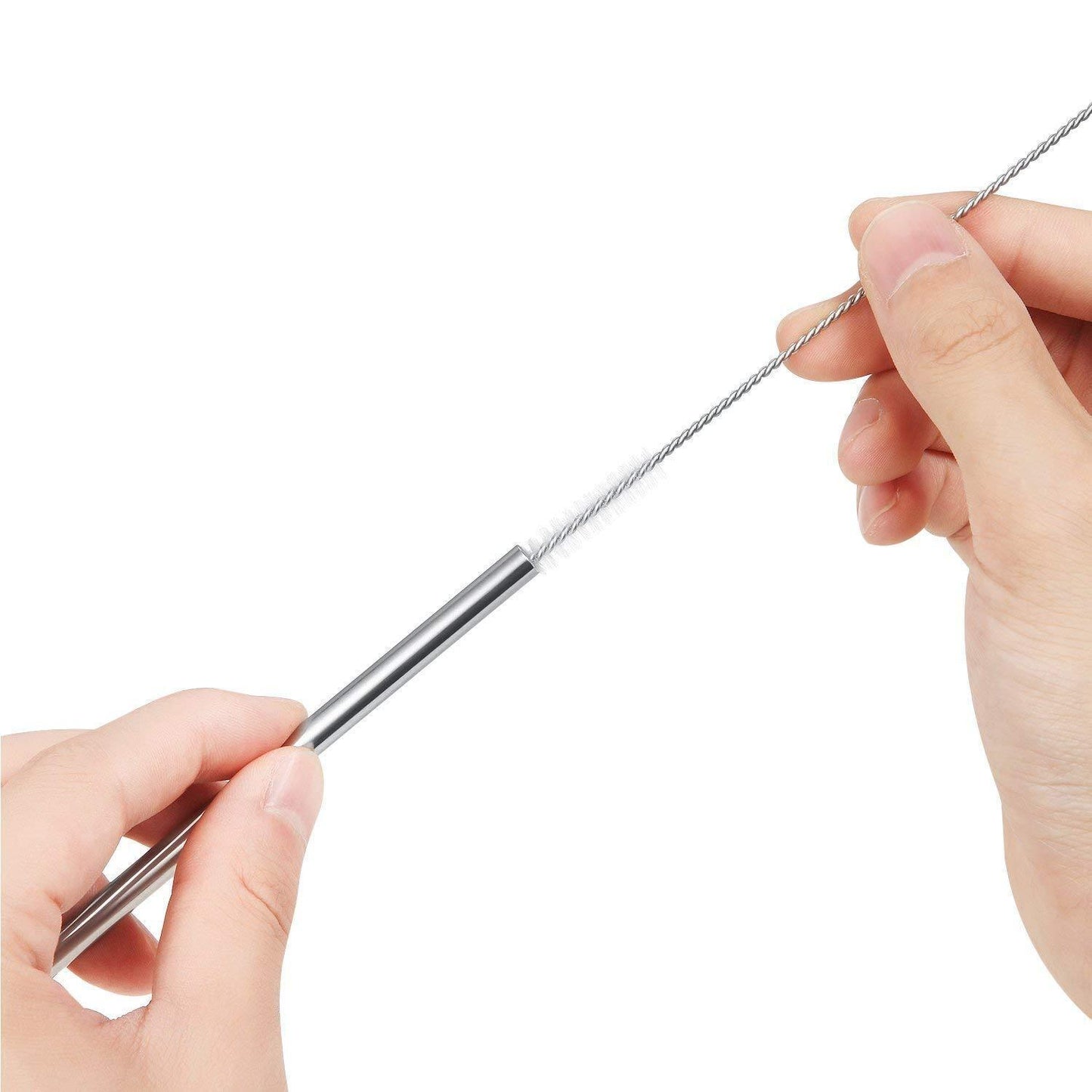 US 8pcs 10.5" Stainless Steel Ultra Long Metal Cocktail Straw + 2 Cleaner Brush