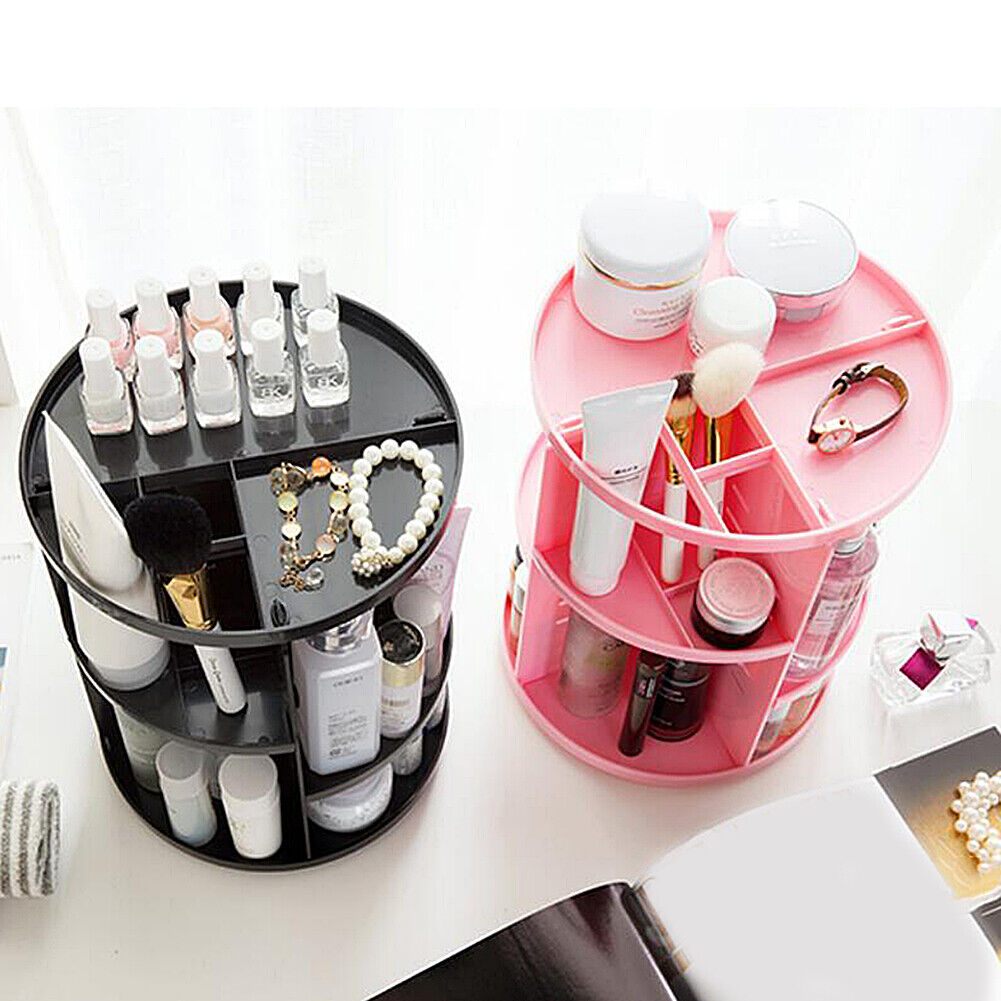 360 Degree Rotating Cosmetic Makeup Organizer Storage Box Lipstick Shelf Display