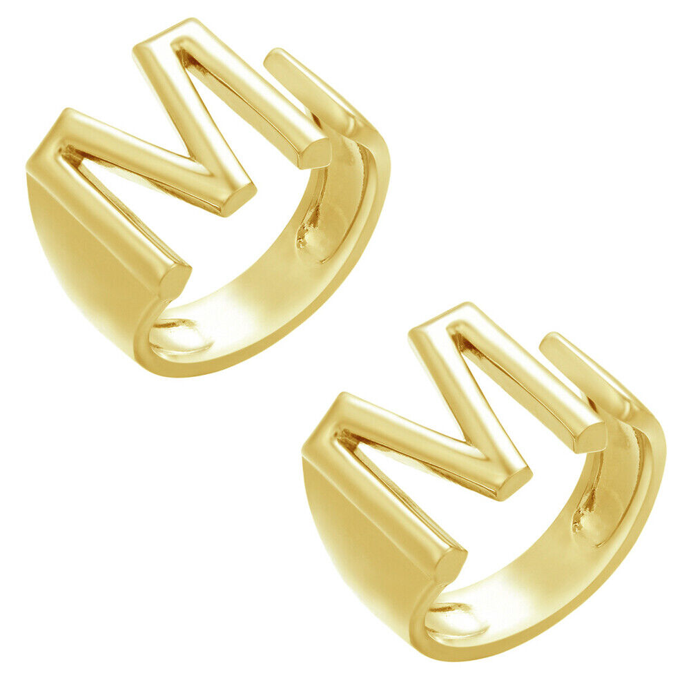 US Alphabet Letter A to Z Resizable Knuckle Ring Initial Gold Silver Letter Ring