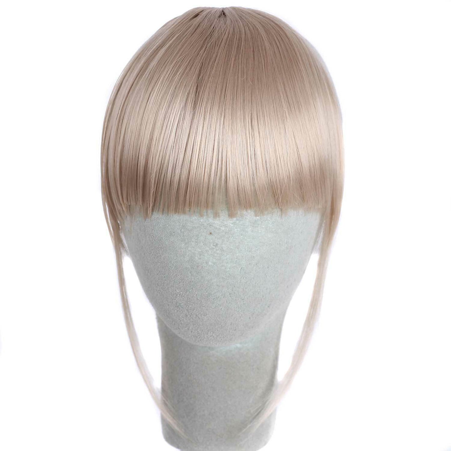 US Clip in on Thin Neat Bangs Human Hair Front Fringe Hair Extensions Hairpiece