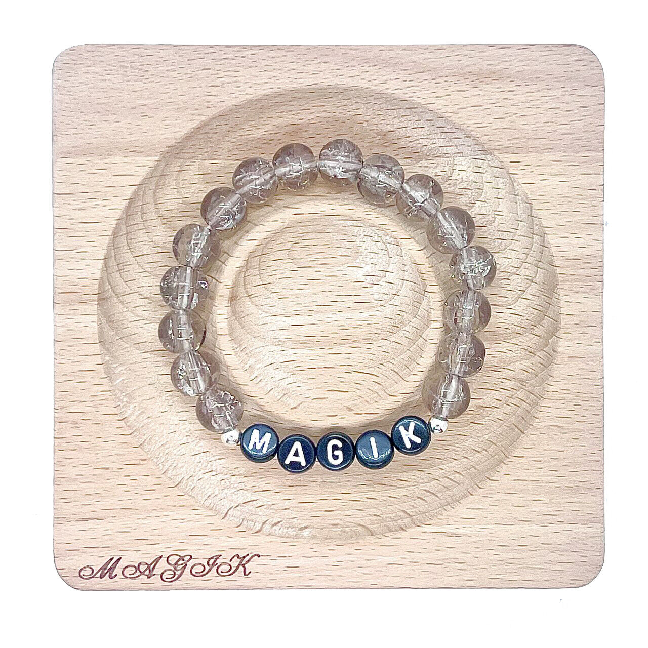 Magik Custom Personalized Name Mama Bracelet Crackle Lampwork Glass Beads Gift