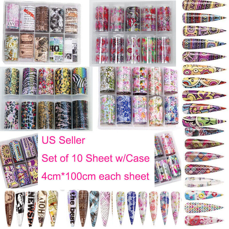 US 10 Sheets Galaxy/Marble/Flower Nail Decal Nail Art Transfer Sticker Decor