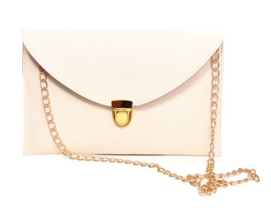 Fashion Leather Envelope Clutch with Drop-in Chain Shoulder Strap