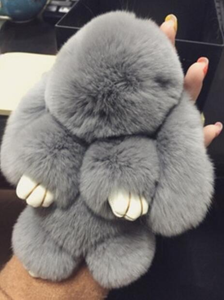 Bunny Rabbit Doll Heart Pom Phone Car Pendant Handbag Key Chain Ring Fine