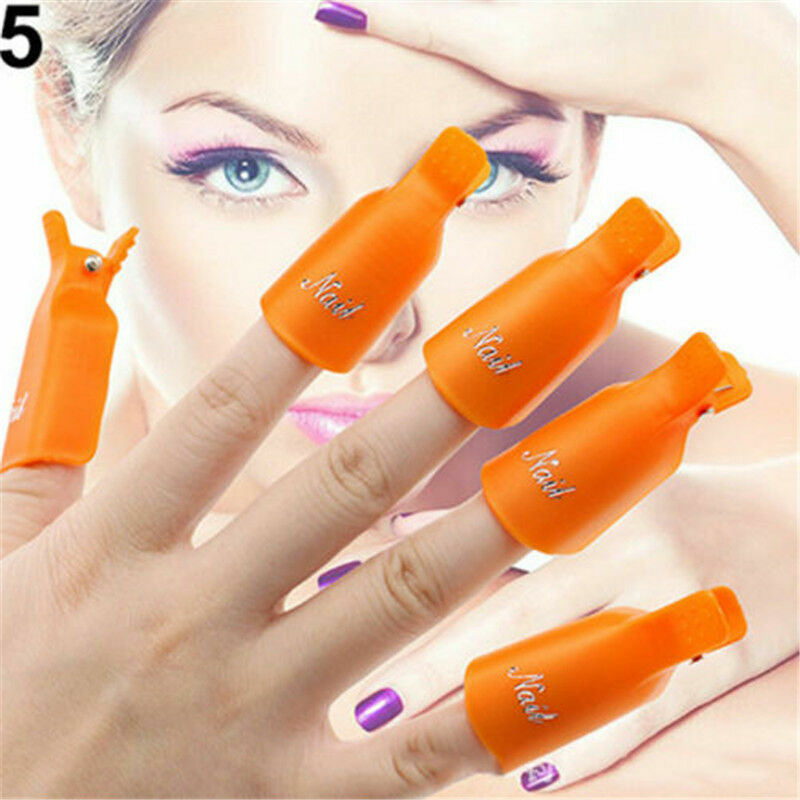 10-20Pcs Silicone UV Gel Polish Remover Wraps Soak Off Cap Clip Nail Art Tool US