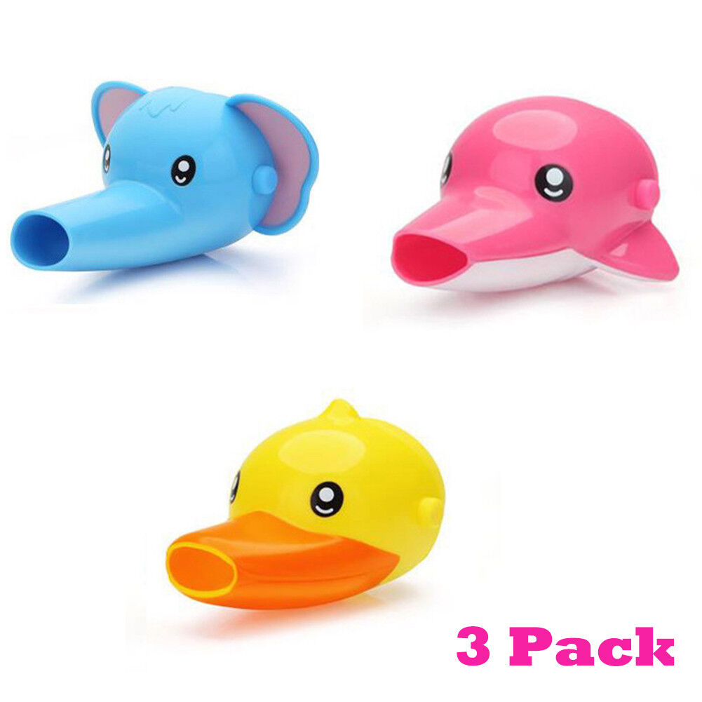 3~6 PCS Animal Faucet Extender for Kids Babies Sink Hand (Elephant+Duck+Dolphin)