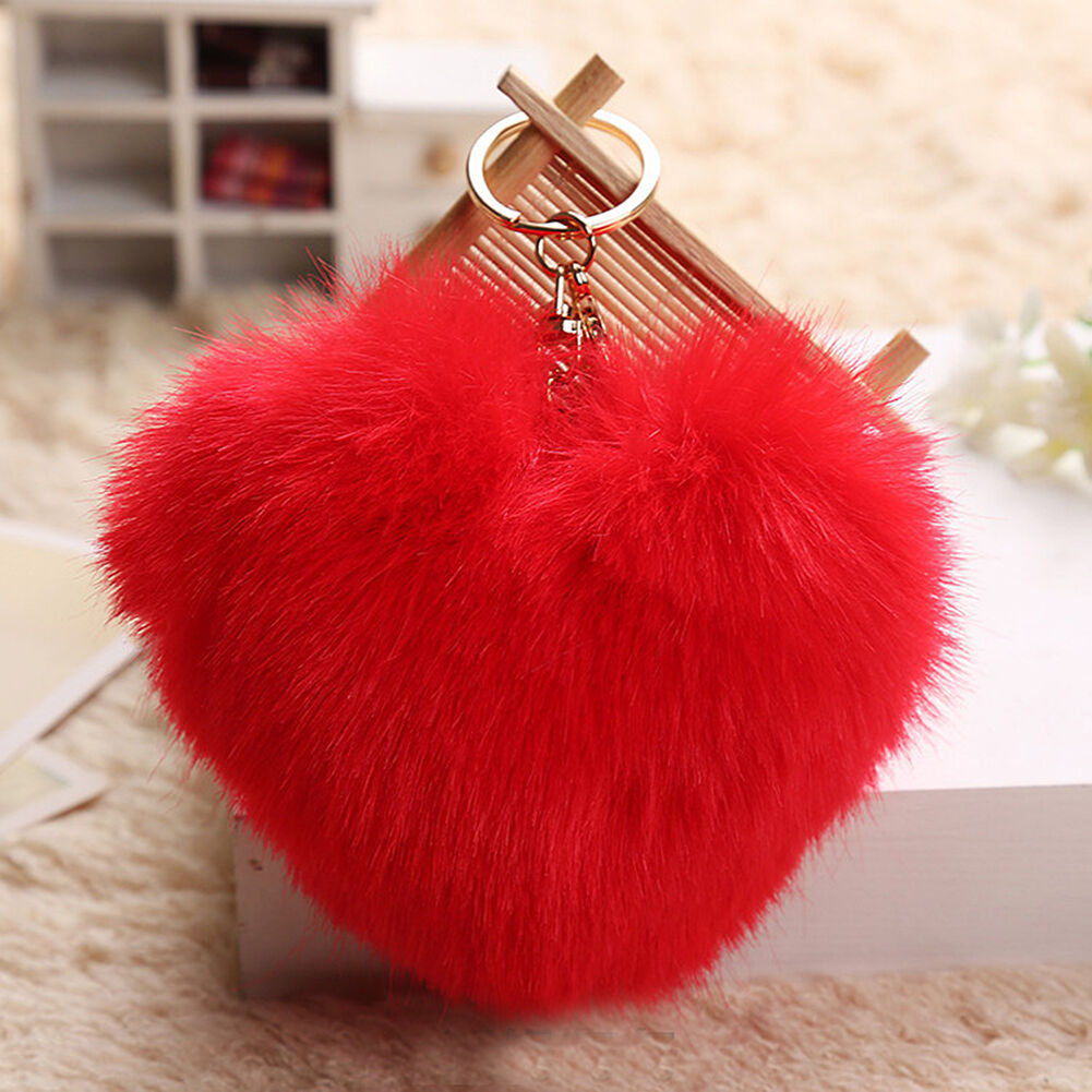 Bunny Rabbit Doll Heart Pom Phone Car Pendant Handbag Key Chain Ring Fine