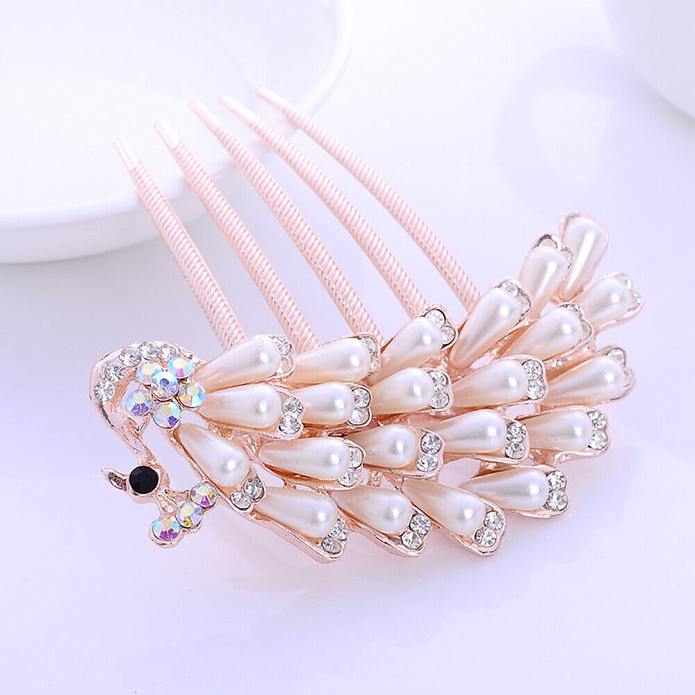 US Lady Bride Comb Clip Floral Head Piece Crystal Chinese Style Flower Hair Pins