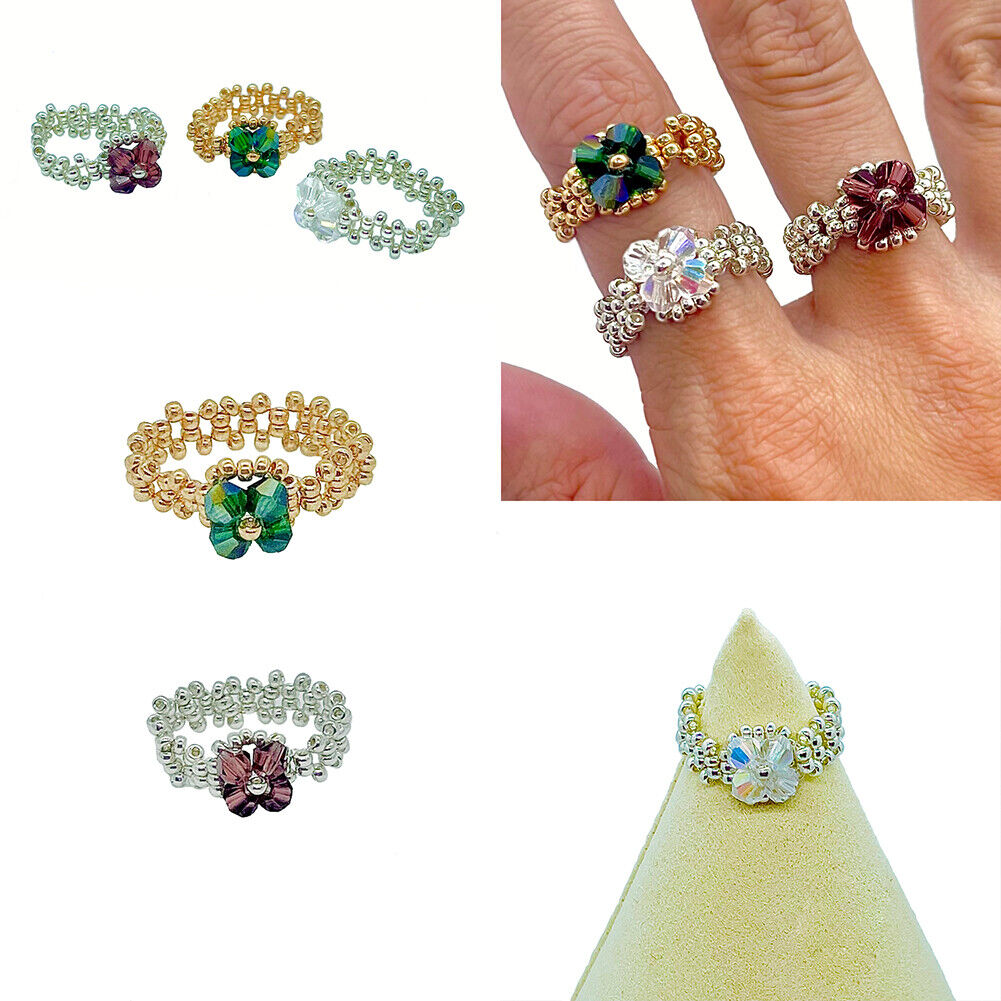 Magik Custom Flower 3D 4-Petal Flower Floral Luxury Ring Women Girl Holiday Gift
