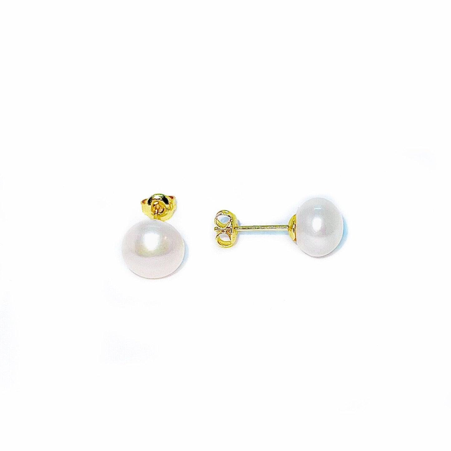 US Real Freshwater Cultured Button AA Pearl Earring Studs High Luster Gift Women