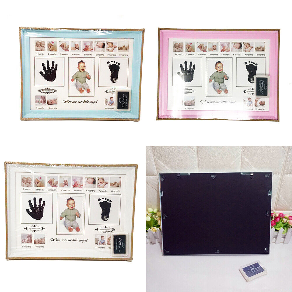 US Baby Photo Handprint Footprint Milestone Moments First Year Keepsake Frame