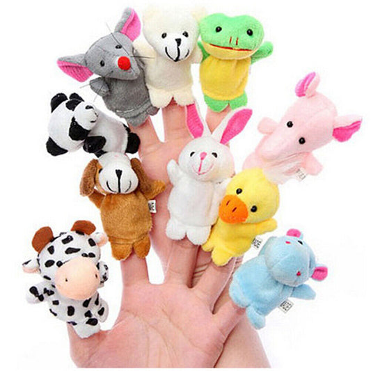 US 6~10 Pack Family Finger Puppets Cotton Doll Animal Baby Educational Hand Toy