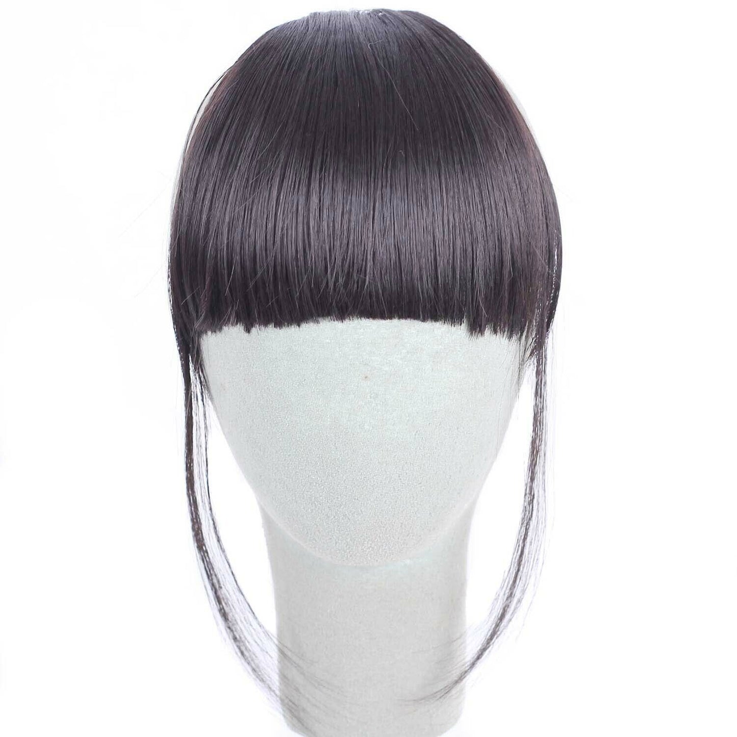 US Clip in on Thin Neat Bangs Human Hair Front Fringe Hair Extensions Hairpiece