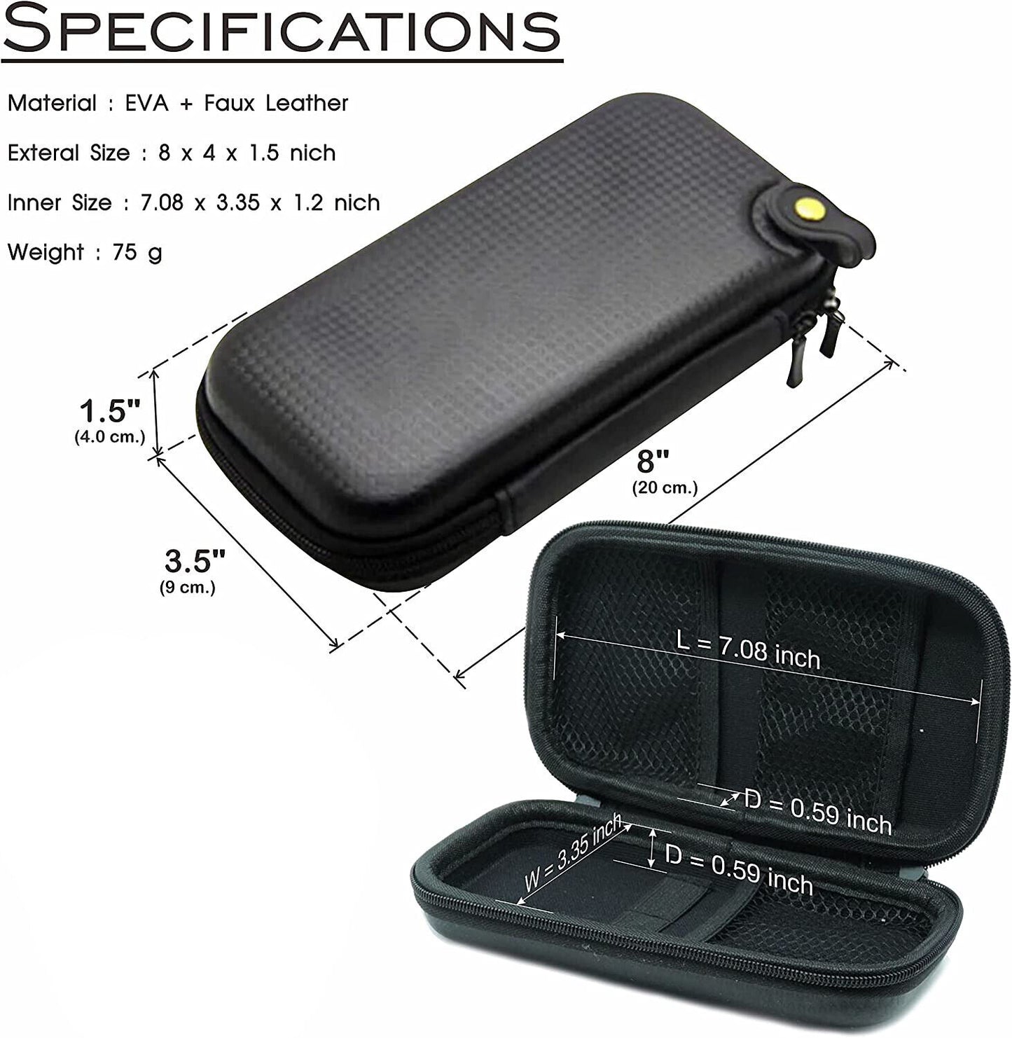 US 1-2 Pack Hard Shell Organizer Case Hard Drive USB Cable Charger Bag Travel