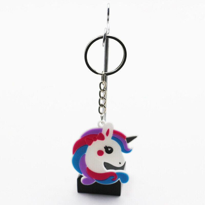 US 48Pcs PVC Unicorn Horse Keychain Keyring Handbag Key Ring Bag Charm Pendant