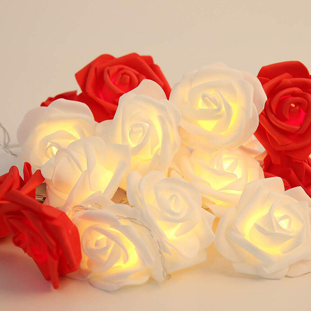 9.84 Ft 20 LED Rose Flower Lights String Battery Operated Wedding Home Party US