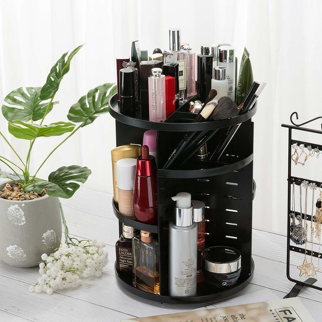 360 Degree Rotating Cosmetic Makeup Organizer Storage Box Lipstick Shelf Display
