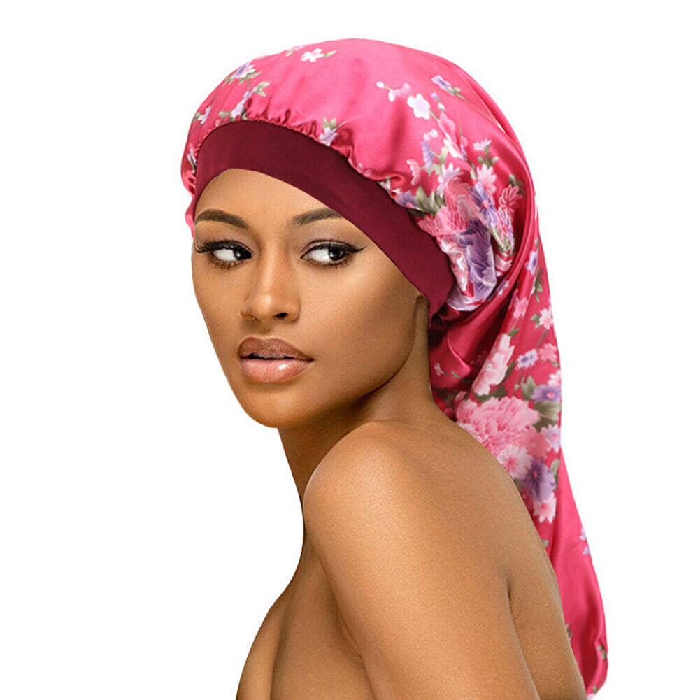 US Satin Long Hair Braid Dreadlocks Straight Curly Cap Sleep Hat Head Wrap Cover