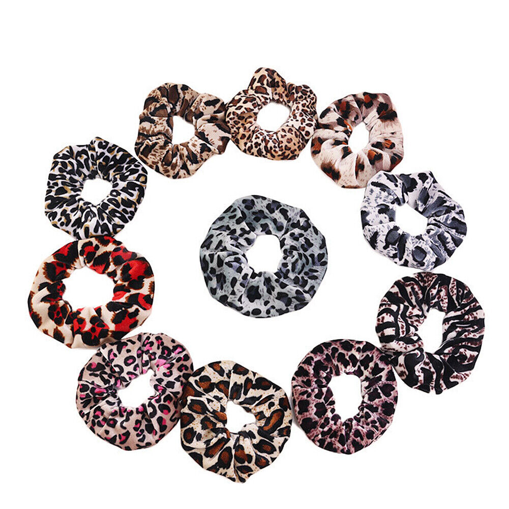 30-60 Leopard Hair Scrunchies Gold Velvet Elastics Bands Ties Scrunchy Ties Rope