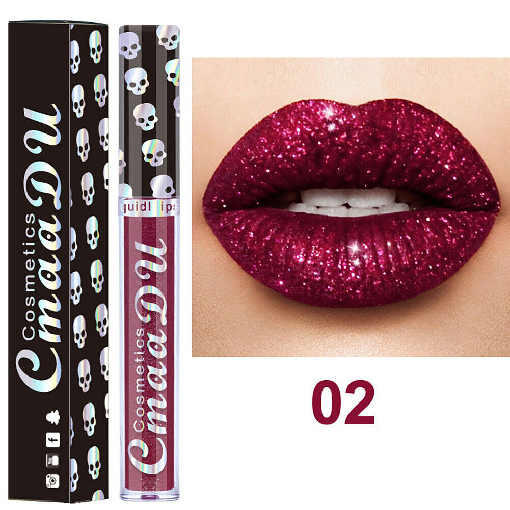 US 1-2 Pack Glitter Flip Liquid Lipstick Matte Waterproof Dazzling Long Lasting