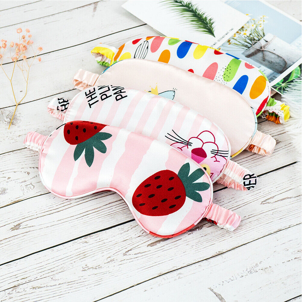 US Cartoon Cute Satin Silky travel Sleep Eye Mask Cover Padded Blindfold Smooth