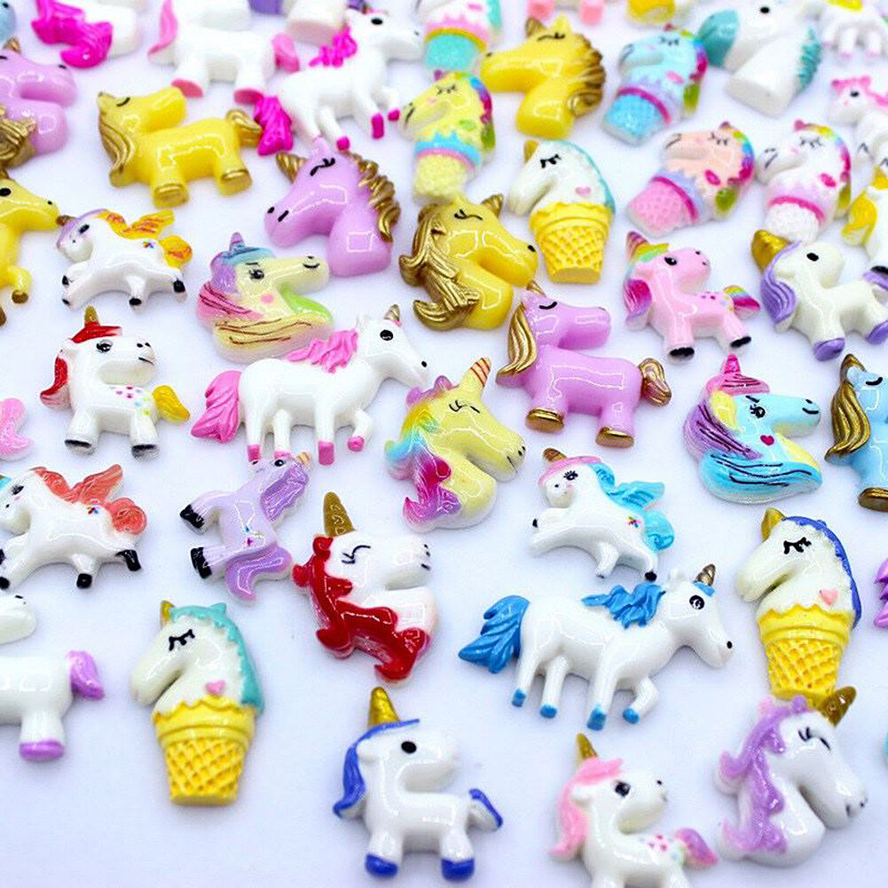 US 15~100 Pc Slime Bread Candy Unicorn Resin Flat Back Scrapbooking Charms DIY