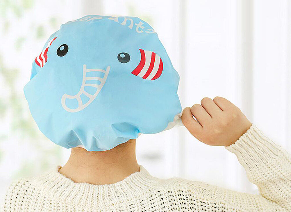 3-6 Pcs Women Shower Cap Waterproof Elastic Bath Hat Cleaning Hat Cute Kid Adult