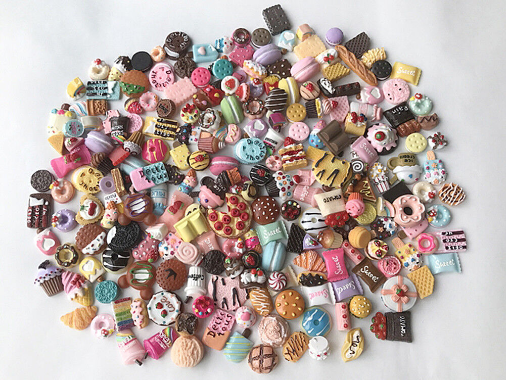 US 15~100 Pc Slime Bread Candy Unicorn Resin Flat Back Scrapbooking Charms DIY