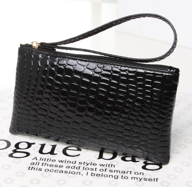 Crocodile/Stone Pattern Envelope Synthetic Leather Clutch Wrist/Shoulder Bag