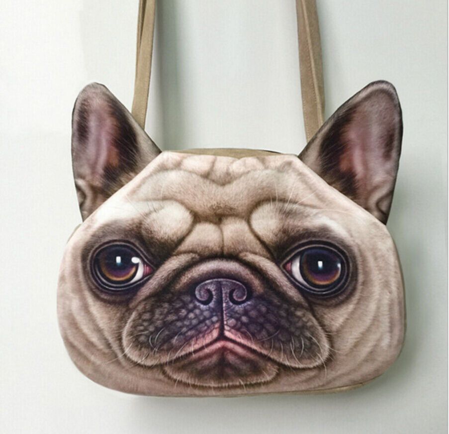 3D Cute Cat Dog Face Shoulder Bag Cat Dog Animal Pattern Handbag Shopping Purse