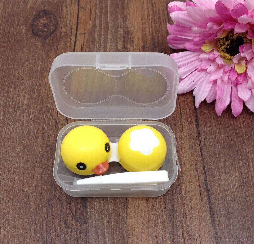 1-3 Pcs Rubber Duck Contact Lens Lenses Box Travel Case Holder Container Set Kit