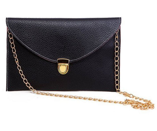 Fashion Leather Envelope Clutch with Drop-in Chain Shoulder Strap