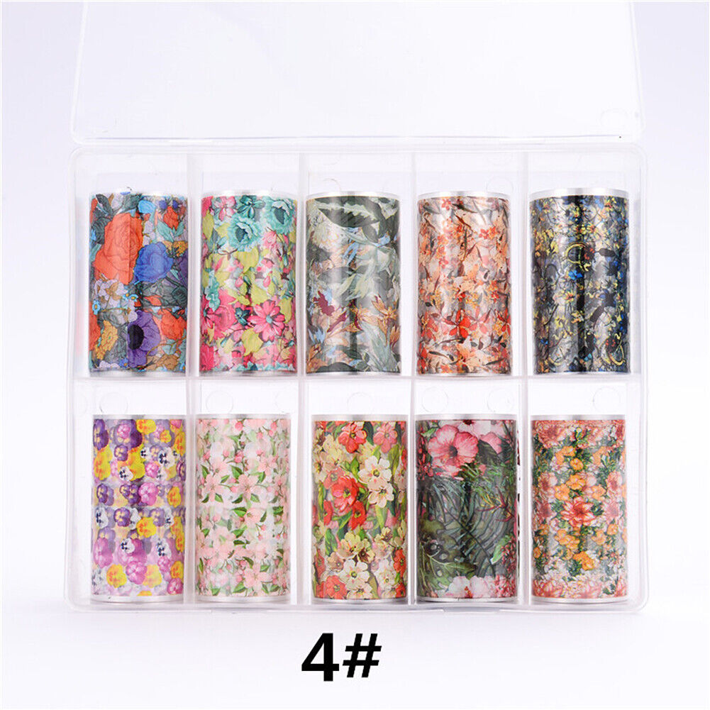 US 10 Sheets Galaxy/Marble/Flower Nail Decal Nail Art Transfer Sticker Decor