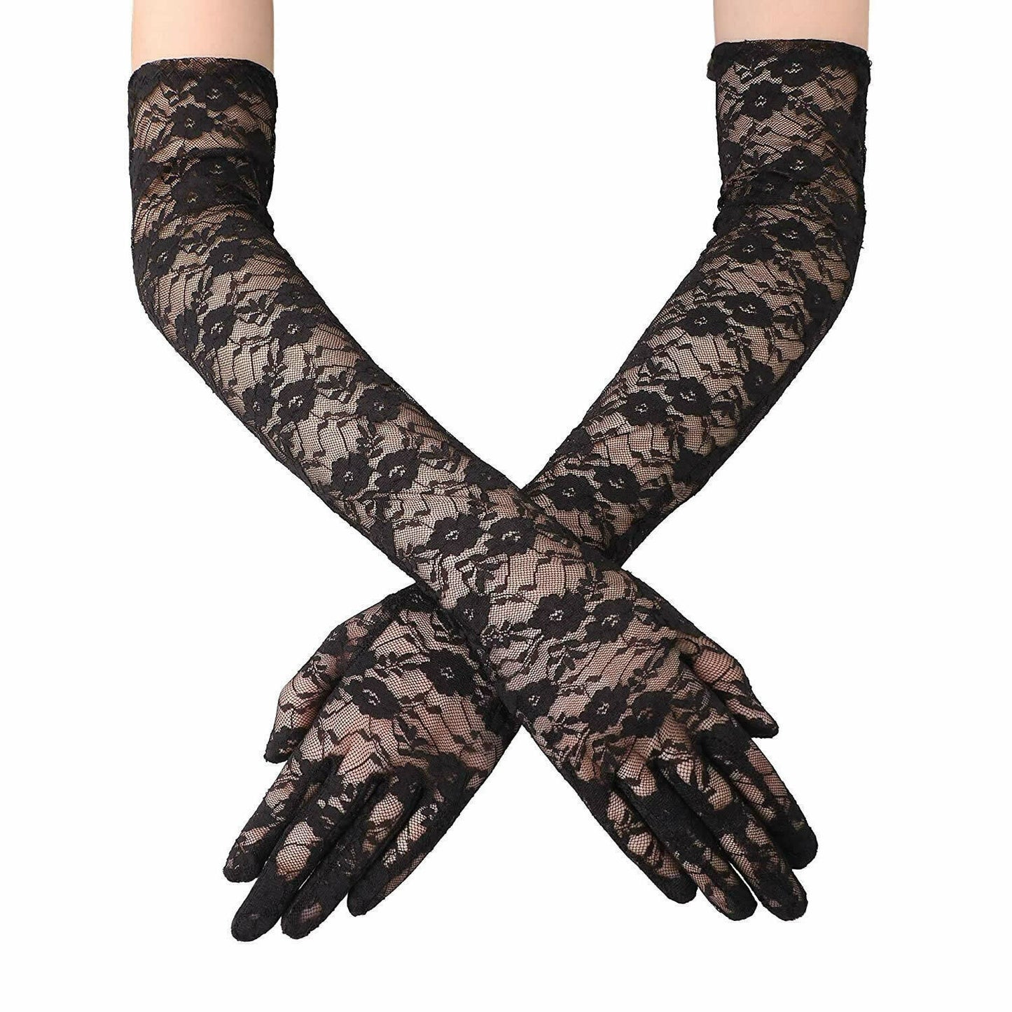 US Sexy Lace Gloves Thin Long Bride Wedding Party Arm Elbow Prom Driving 19.7''