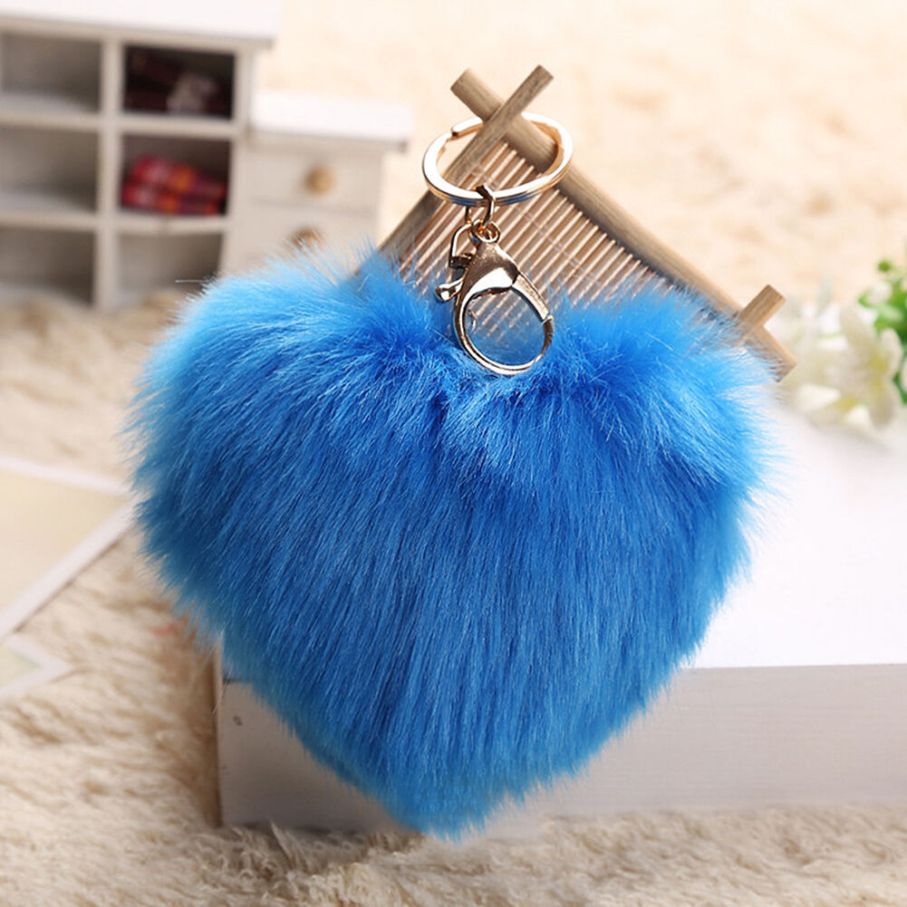 Bunny Rabbit Doll Heart Pom Phone Car Pendant Handbag Key Chain Ring Fine