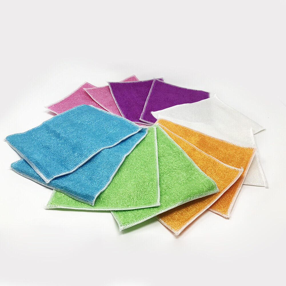 US 12-24 Pack Dish Cloth Bamboo Fiber Washing Towel Kitchen Cleaning Wiping Rags
