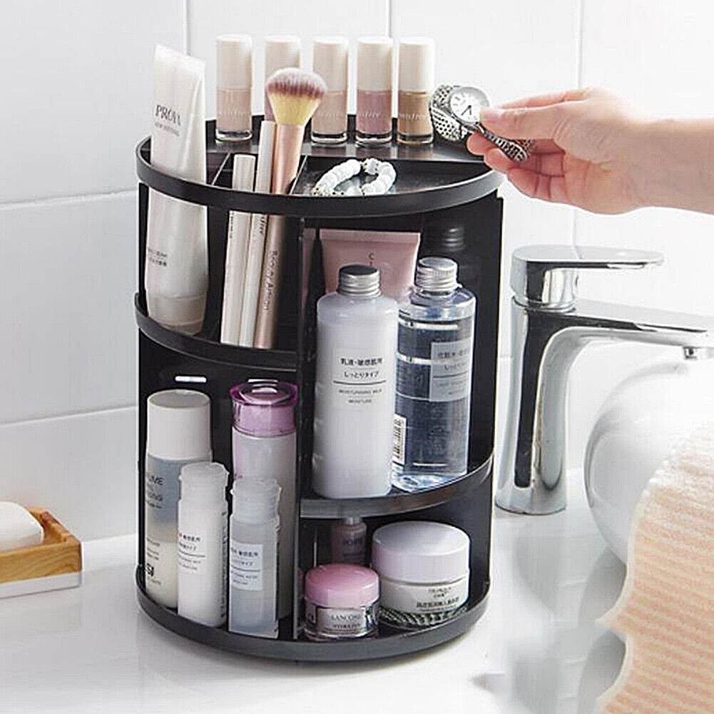 360 Degree Rotating Cosmetic Makeup Organizer Storage Box Lipstick Shelf Display