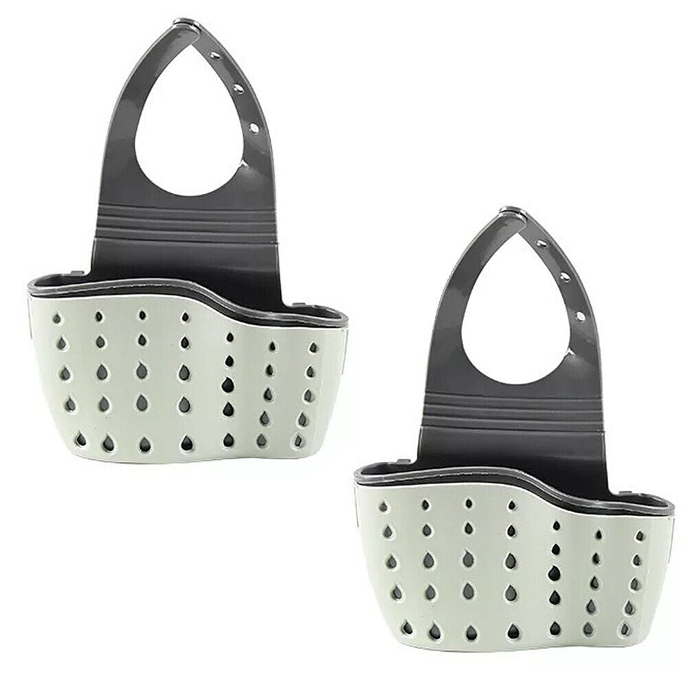 US 2 Pack Kitchen Organizer Sink Faucet Caddy Basket Cleaning Sponge Holder Soap