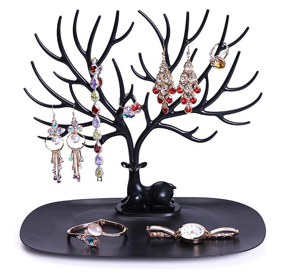 US Jewelry Deer Tree Stand Display Organizer Necklace Ring Earring Holder Rack