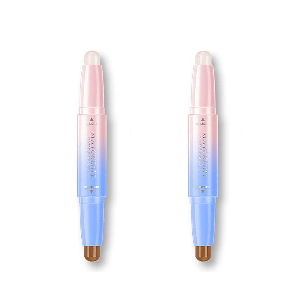2 Pack Highlight Contour Duo Shadow Bronzer Makeup Cream Face Eye Chin Chic Pen