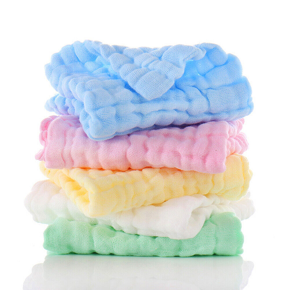 US 10-20 Baby Muslin Washcloths 12''x12'' Cotton Reusable Wipes Bath Bibs Towels