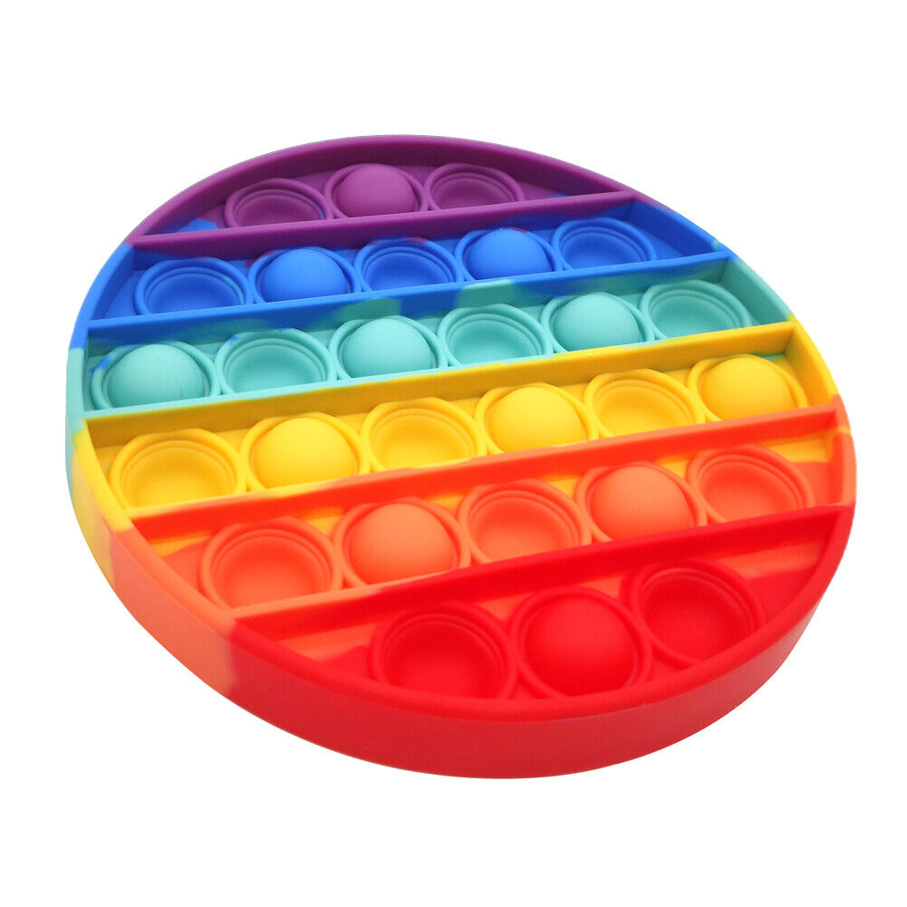 US Push Pop Bubble Silicone Sensory Fidget Rainbow Toy Autism Stress Relief Game