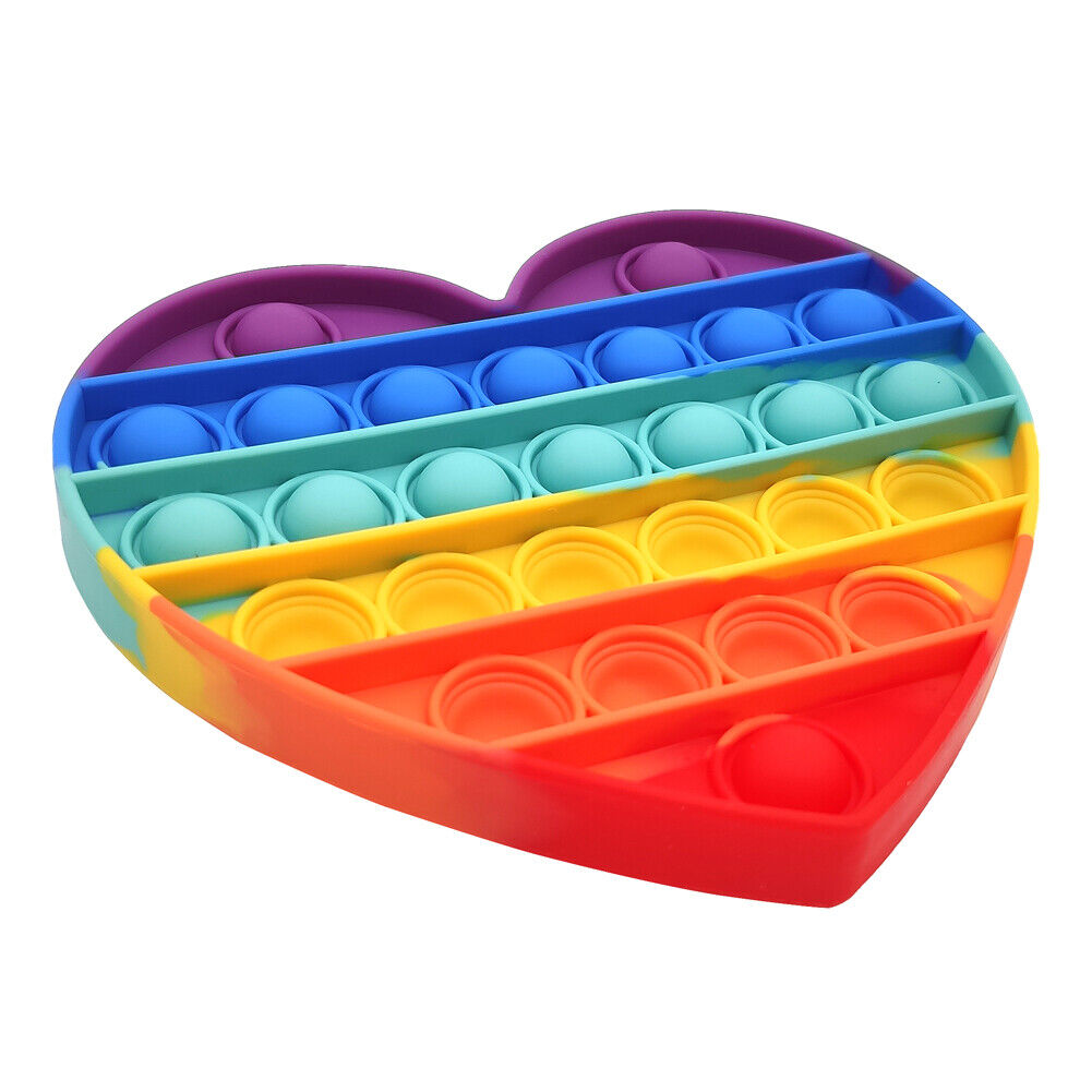 US Push Pop Bubble Silicone Sensory Fidget Rainbow Toy Autism Stress Relief Game