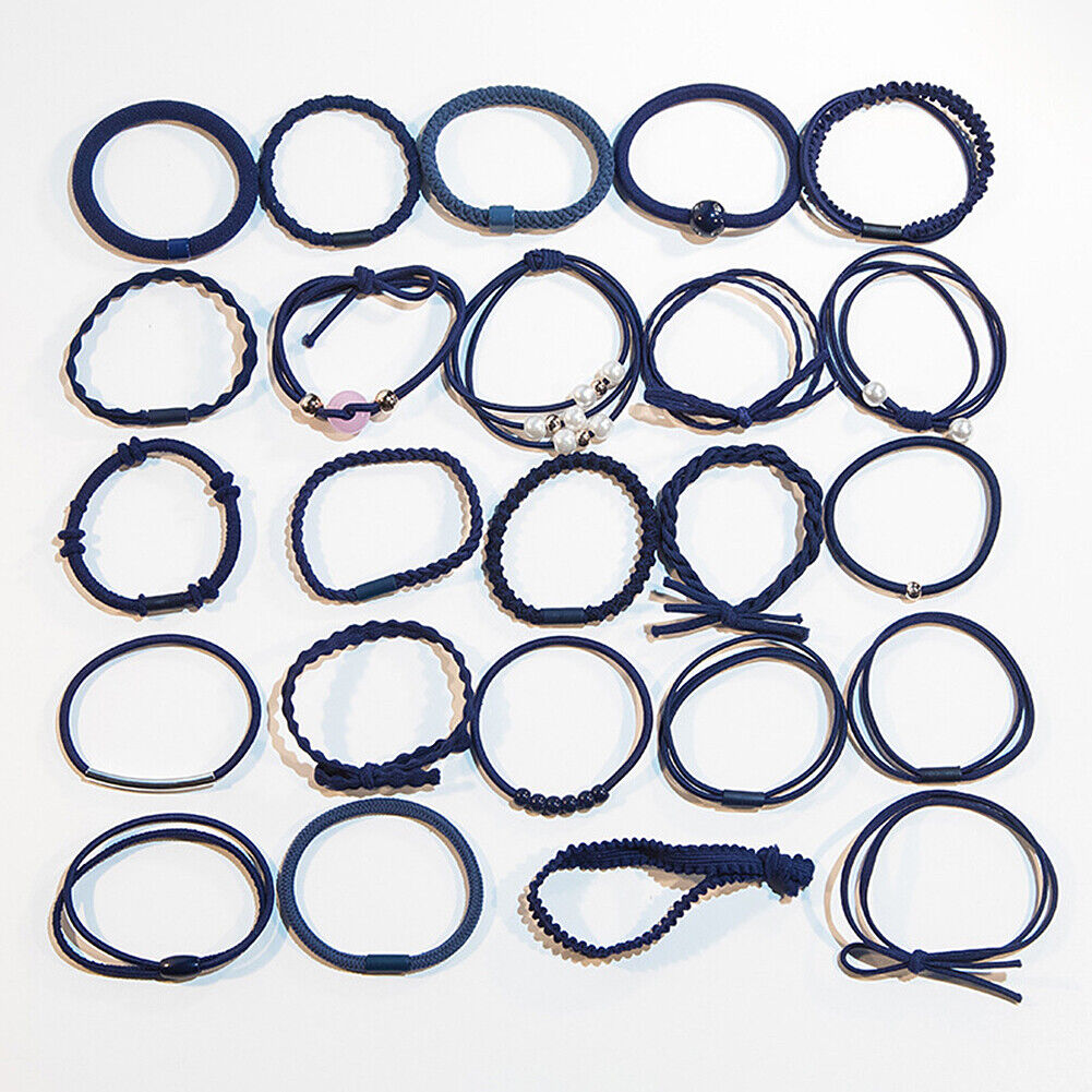 24 Pcs Set Korean Women Elastic Ponytail Holder Rope Hair Tie Ring Hairband Band