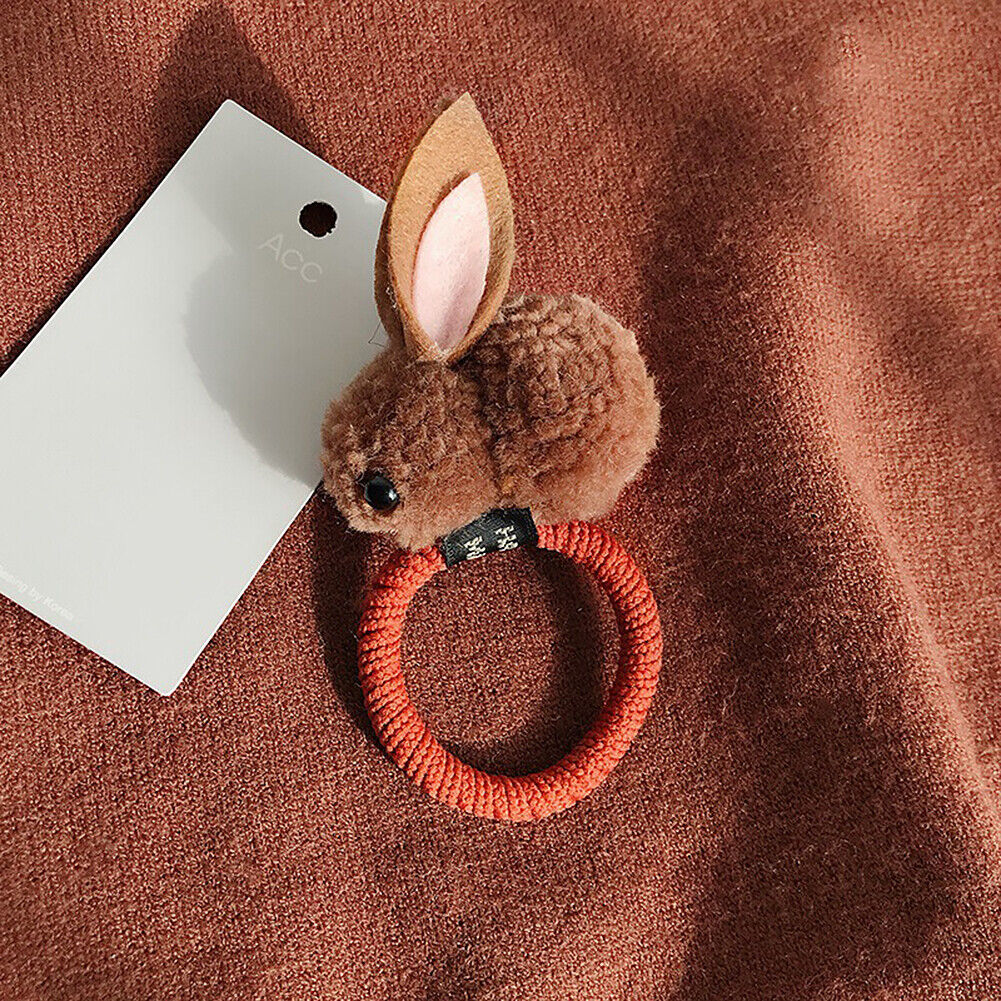 US Pompom Ball Rabbit Hair Rope Tie Ponytail Holder + Hair Clip Girl Gift Set