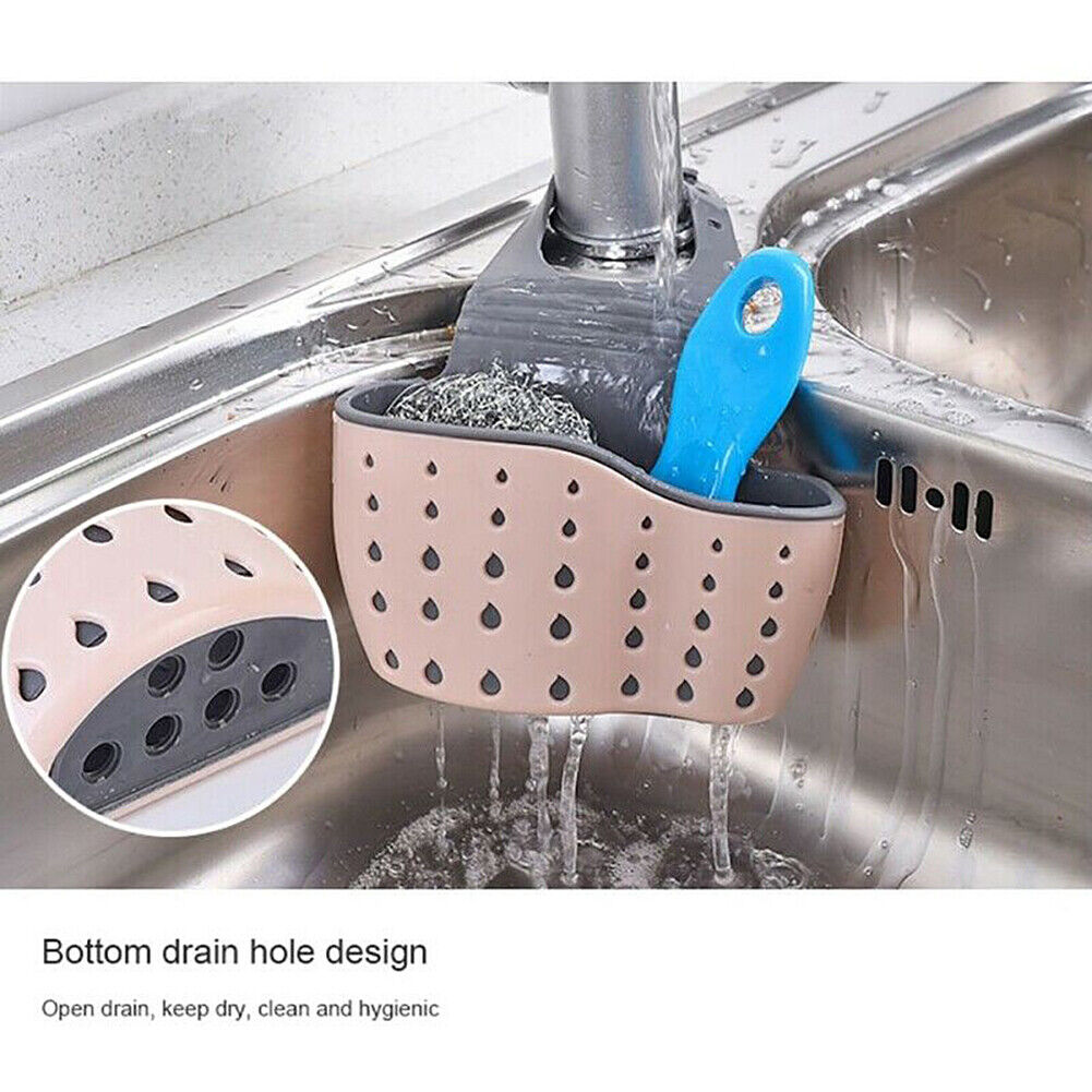 US 2 Pack Kitchen Organizer Sink Faucet Caddy Basket Cleaning Sponge Holder Soap