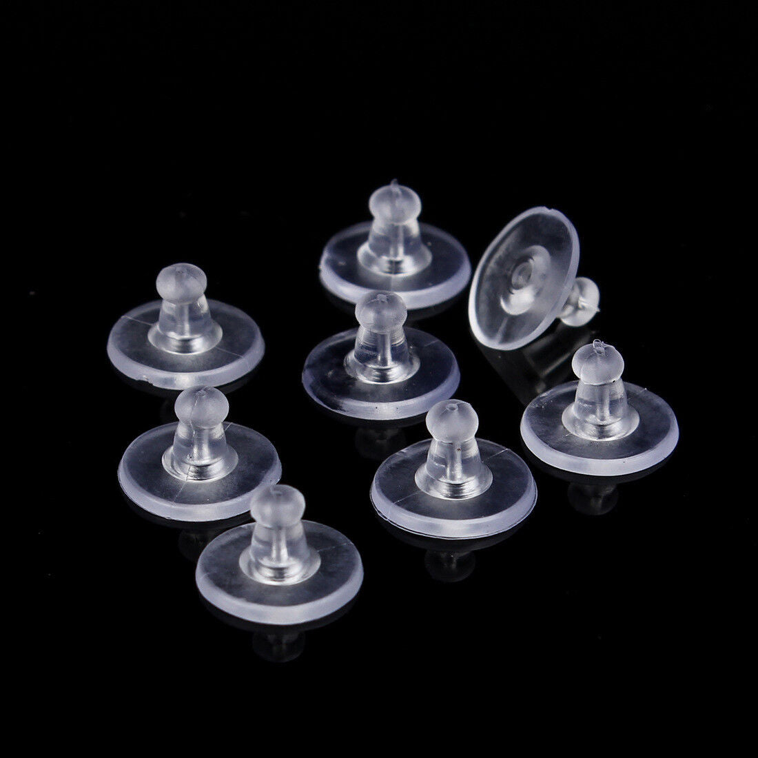 100-400 pcs 11mm Clear Silicone Pierced Earring Cushions Back Pads Disc Stoppers