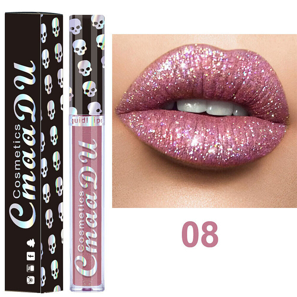 US 1-2 Pack Glitter Flip Liquid Lipstick Matte Waterproof Dazzling Long Lasting