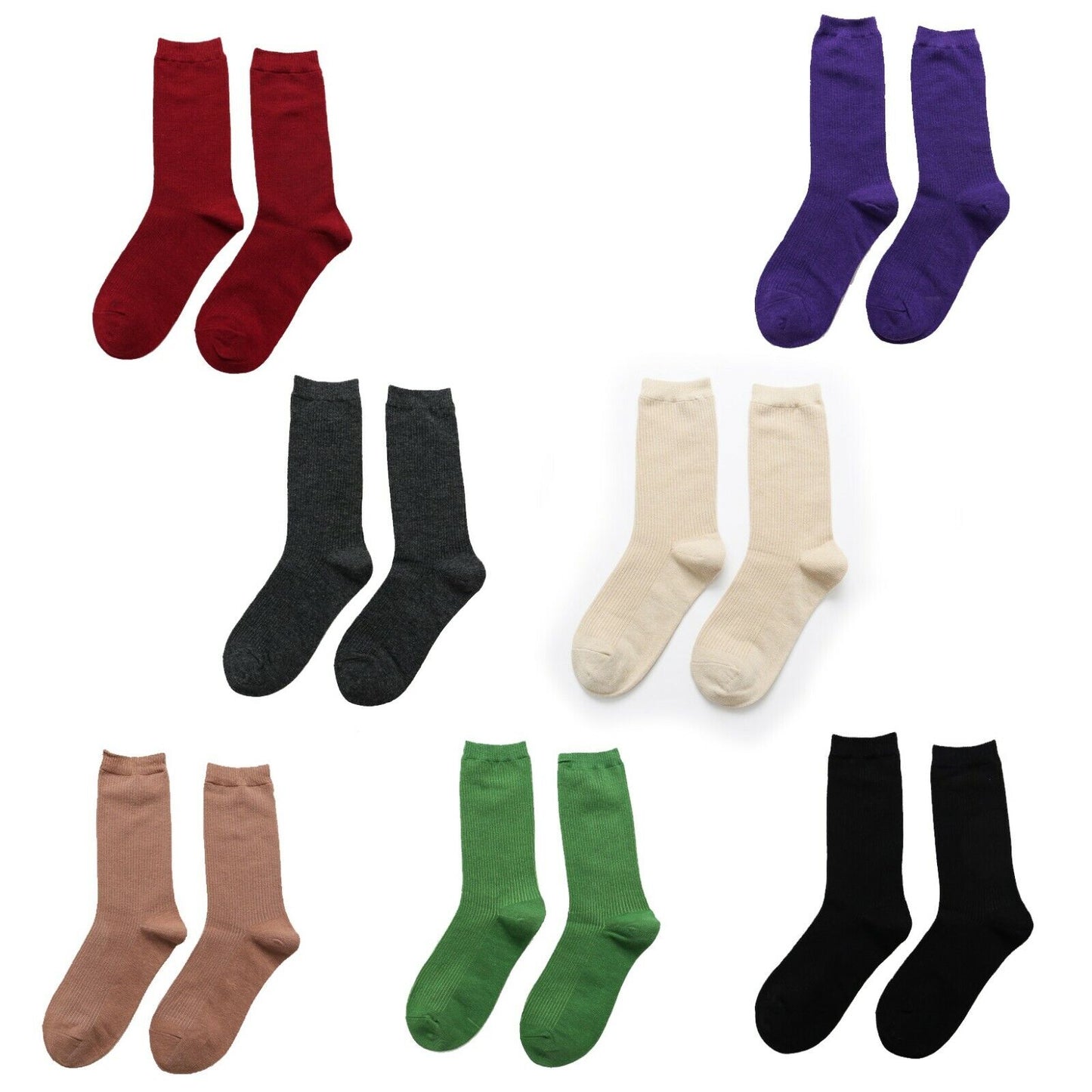 US 7 Pairs Novelty Women Assorted Breathable Cute Korea Casual Cotton Crew Socks